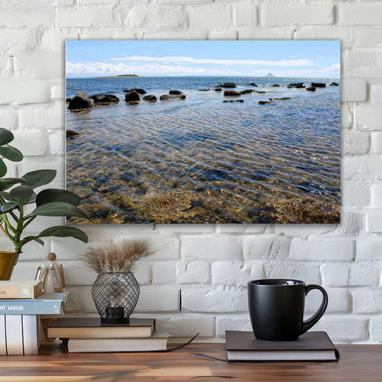 Canvas Art. Scottish Landscapes & Seascapes. Kildonan Beach. Ailsa Craig. Pladda Island. Isle of Arran. Scotland.