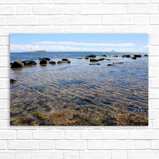 Canvas Art. Scottish Landscapes & Seascapes. Kildonan Beach. Ailsa Craig. Pladda Island. Isle of Arran. Scotland.