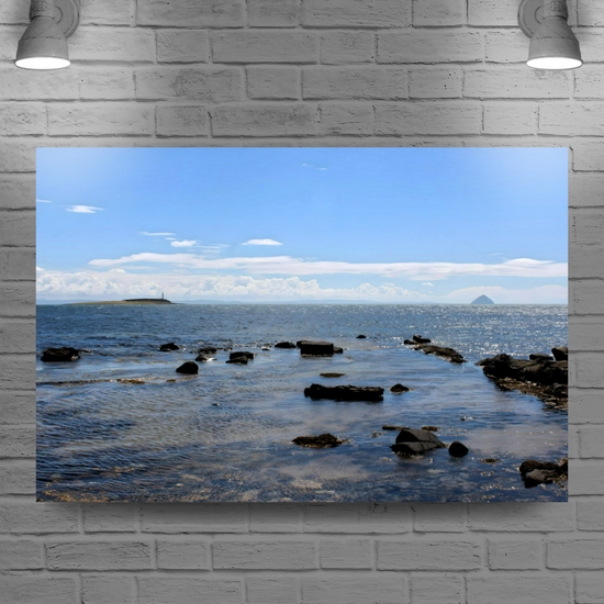 Canvas Art. Scottish Landscapes & Seascapes. Kildonan Beach. Ailsa Craig. Pladda Island. Isle of Arran. Scotland.
