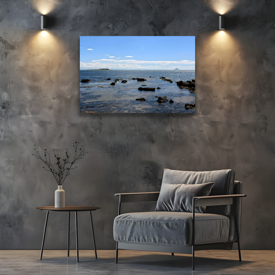 Canvas Art. Scottish Landscapes & Seascapes. Kildonan Beach. Ailsa Craig. Pladda Island. Isle of Arran. Scotland.