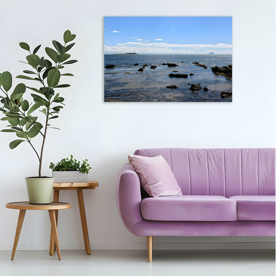 Canvas Art. Scottish Landscapes & Seascapes. Kildonan Beach. Ailsa Craig. Pladda Island. Isle of Arran. Scotland.