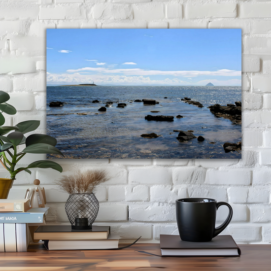 Canvas Art. Scottish Landscapes & Seascapes. Kildonan Beach. Ailsa Craig. Pladda Island. Isle of Arran. Scotland.