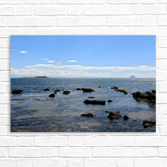 Canvas Art. Scottish Landscapes & Seascapes. Kildonan Beach. Ailsa Craig. Pladda Island. Isle of Arran. Scotland.