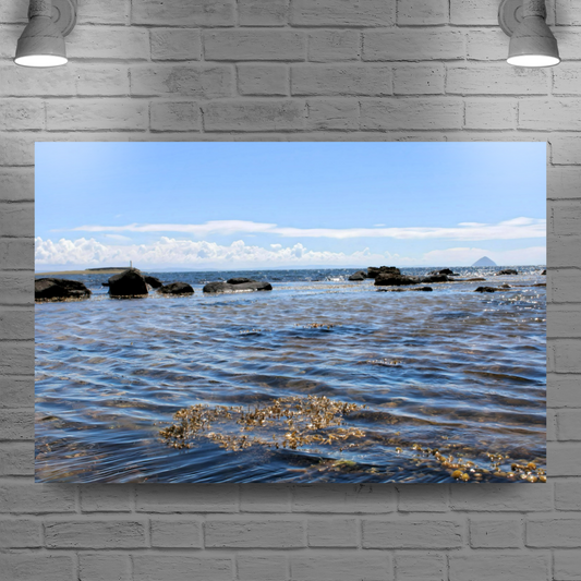 Canvas Art. Scottish Landscapes & Seascapes. Kildonan Beach. Ailsa Craig. Pladda Island. Isle of Arran. Scotland.