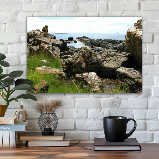 Canvas Art. Scottish Landscapes & Seascapes. Kildonan Beach. Ailsa Craig. Pladda Island. Isle of Arran. Scotland.