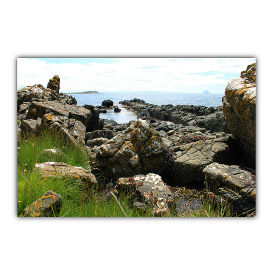 Canvas Art. Scottish Landscapes & Seascapes. Kildonan Beach. Ailsa Craig. Pladda Island. Isle of Arran. Scotland.