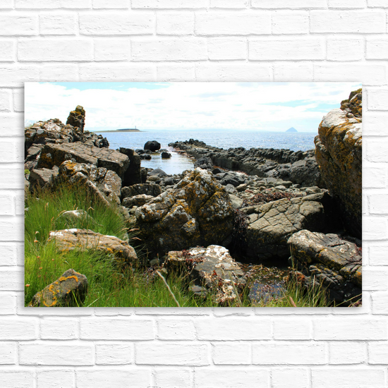 Canvas Art. Scottish Landscapes & Seascapes. Kildonan Beach. Ailsa Craig. Pladda Island. Isle of Arran. Scotland.