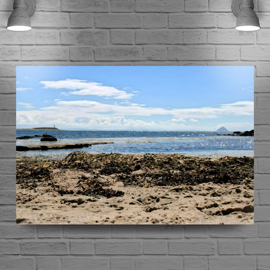 Canvas Art. Scottish Landscapes & Seascapes. Kildonan Beach. Ailsa Craig. Pladda Island. Isle of Arran. Scotland.