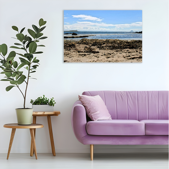 Canvas Art. Scottish Landscapes & Seascapes. Kildonan Beach. Ailsa Craig. Pladda Island. Isle of Arran. Scotland.