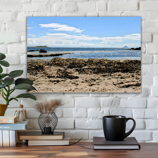 Canvas Art. Scottish Landscapes & Seascapes. Kildonan Beach. Ailsa Craig. Pladda Island. Isle of Arran. Scotland.