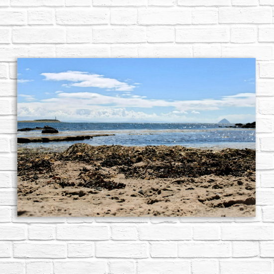 Canvas Art. Scottish Landscapes & Seascapes. Kildonan Beach. Ailsa Craig. Pladda Island. Isle of Arran. Scotland.