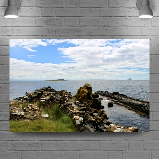 Canvas Art. Scottish Landscapes & Seascapes. Kildonan Beach. Ailsa Craig. Pladda Island. Isle of Arran. Scotland.
