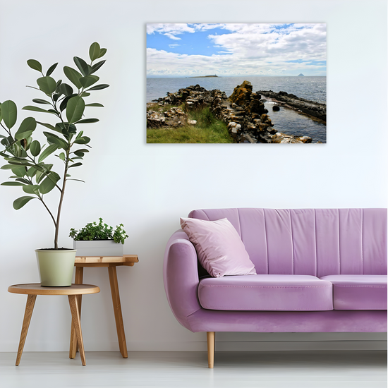 Canvas Art. Scottish Landscapes & Seascapes. Kildonan Beach. Ailsa Craig. Pladda Island. Isle of Arran. Scotland.