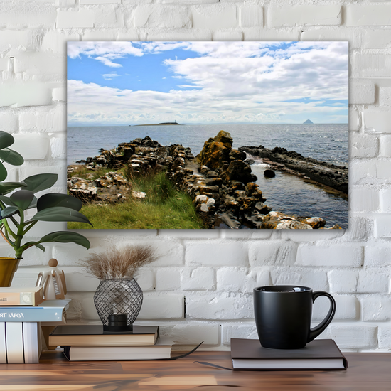 Canvas Art. Scottish Landscapes & Seascapes. Kildonan Beach. Ailsa Craig. Pladda Island. Isle of Arran. Scotland.