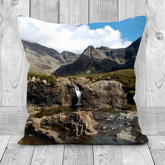 Canvas Art. Luxury Handmade Double Sided Poly Linen Cushions. Fairy Pools. Isle of Skye. Scotland.