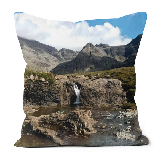 Canvas Art. Luxury Handmade Double Sided Poly Linen Cushions. Fairy Pools. Isle of Skye. Scotland.
