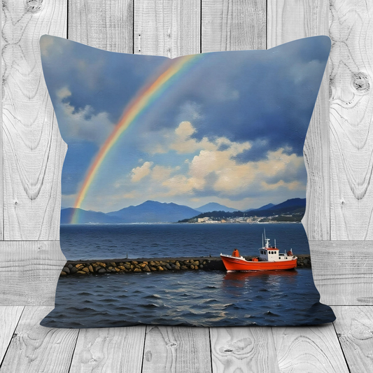 Canvas Art. Luxury Handmade Double Sided Poly Linen Cushions. Portree. Isle of Skye. Scotland.