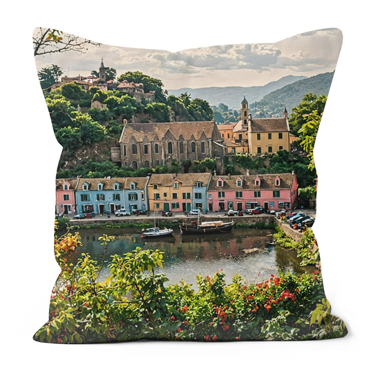 Canvas Art. Luxury Handmade Double Sided Poly Linen Cushions. Portree. Isle of Skye. Scotland.