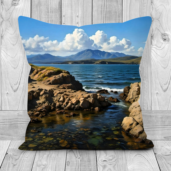 Canvas Art. Luxury Handmade Double Sided Poly Linen Cushions. Tarskavaig. Isle of Skye. Scotland.