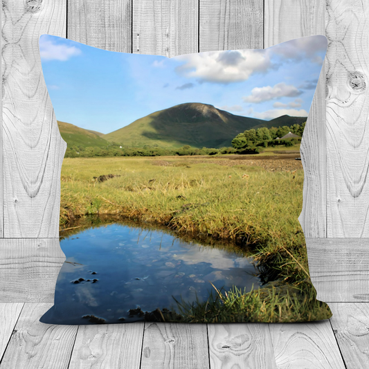 Canvas Art. Luxury Handmade Double Sided Poly Linen Cushions. Lochranza.  Isle of Arran. Scotland.
