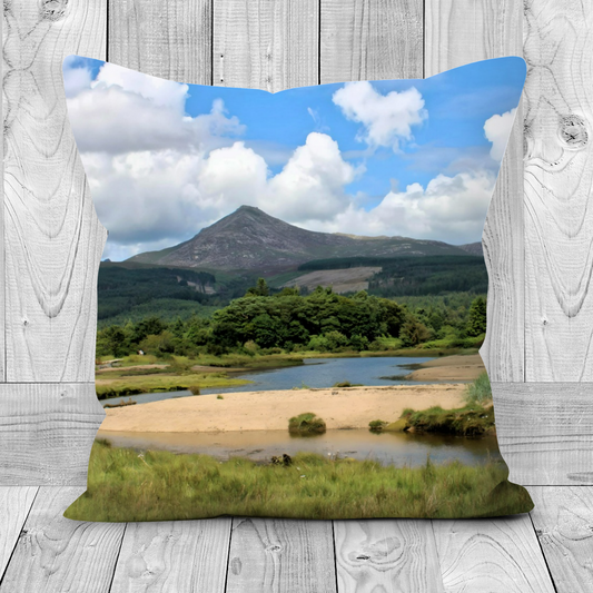 Canvas Art. Luxury Handmade Double Sided Poly Linen Cushions. Brodick Bay. Goatfell  Mountain. Isle of Arran. Scotland.