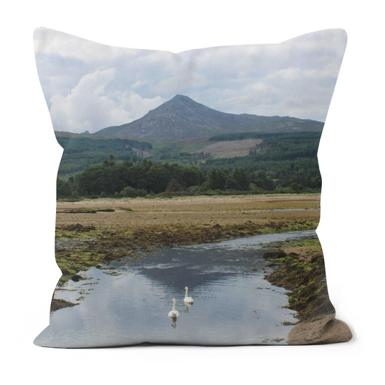 Canvas Art. Luxury Handmade Double Sided Poly Linen Cushions. Brodick Bay. Goatfell  Mountain. Isle of Arran. Scotland.