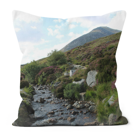 Canvas Art. Luxury Handmade Double Sided Poly Linen Cushions. Goatfell Mountain Trail. Isle of Arran. Scotland.