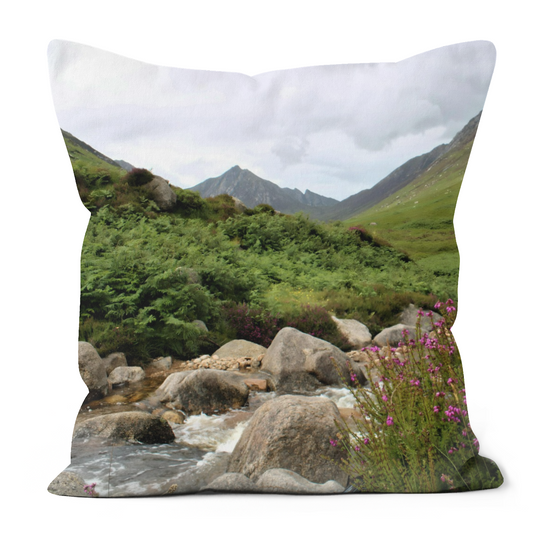 Canvas Art. Luxury Handmade  Double Sided Poly Linen Cushions. Glen Rosa Trail. Isle of Arran. Scotland.