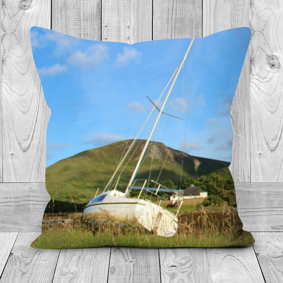 Canvas Art. Luxury Handmade Double Sided Poly Linen Cushions. Lochranza. Isle of Arran. Scotland.