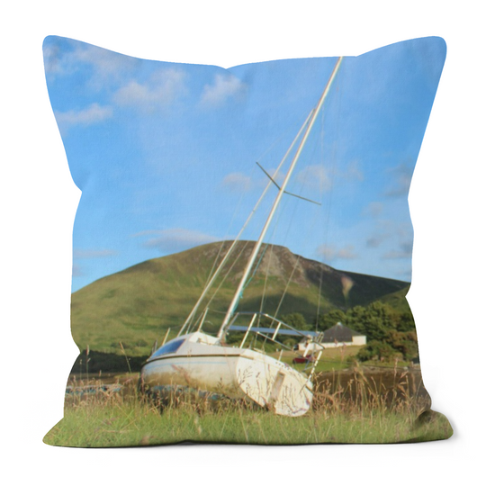 Canvas Art. Luxury Handmade Double Sided Poly Linen Cushions. Lochranza. Isle of Arran. Scotland.