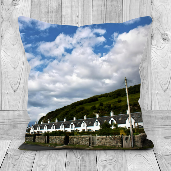 Canvas Art. Luxury Handmade Double Sided Poly Linen Cushions. Twelve Apostles & Catacol. Isle of Arran. Scotland.