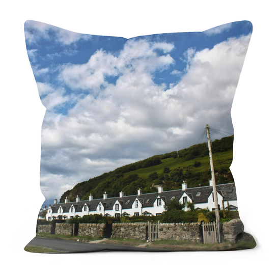 Canvas Art. Luxury Handmade Double Sided Poly Linen Cushions. Twelve Apostles & Catacol. Isle of Arran. Scotland.