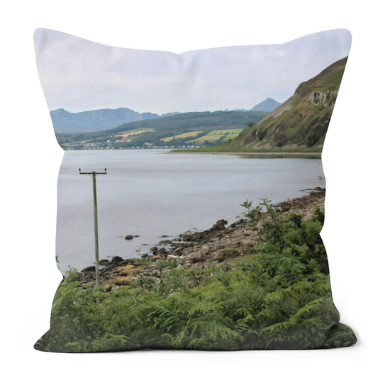 Canvas Art. Luxury Handmade Double Sided Poly Linen Cushions. Holy Isle. Firth of Clyde. Isle of Arran. Scotland.