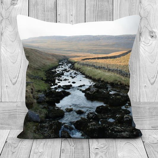 Canvas Art. Luxury Handmade Double Sided Poly Linen Cushions. Ingleton Waterfall  Trail.  Yorkshire Dales National Park. England.