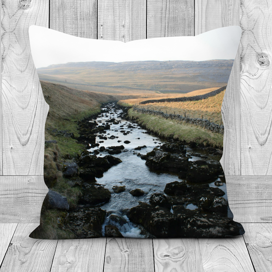 Canvas Art. Luxury Handmade Double Sided Poly Linen Cushions. Ingleton Waterfall  Trail.  Yorkshire Dales National Park. England.