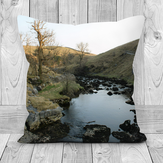 Canvas Art. Luxury Handmade Double Sided Poly Linen Cushions. Ingleton Waterfall Trail. Yorkshire Dales National Park. England.