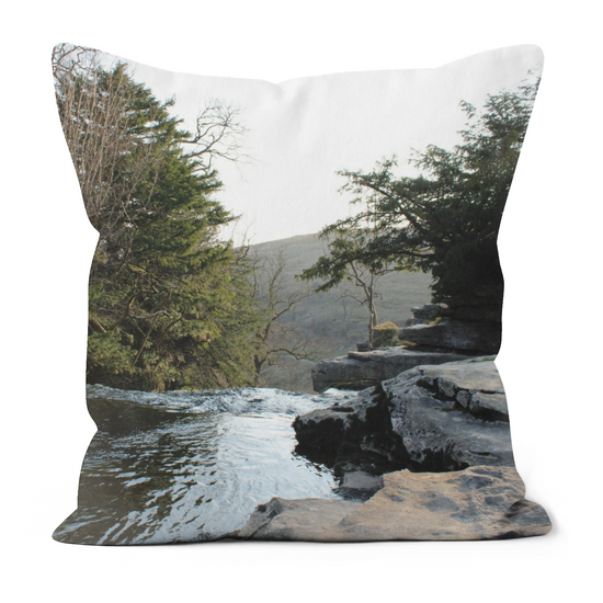 Canvas Art. Luxury Handmade Double Sided Poly Linen Cushions. Ingleton Waterfall Trail. Yorkshire Dales National Park. England.