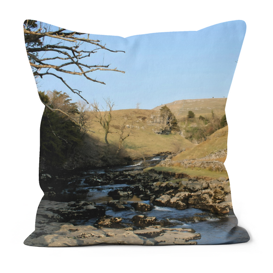Canvas Art. Luxury Handmade Double Sided Poly Linen Cushions. Ingleton Waterfall Trail. Yorkshire Dales National Park. England.