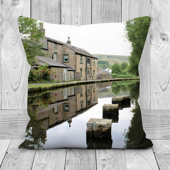 Canvas Art. Luxury Handmade Double Sided Poly Linen Cushions. Standedge Canal. Huddersfield. West Yorkshire. England.