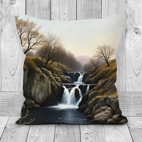 Canvas Art. Luxury Handmade Double Sided Poly Linen Cushions. Ingleton Waterfall Trail. Yorkshire Dales National Park. England.