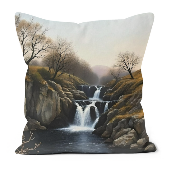 Canvas Art. Luxury Handmade Double Sided Poly Linen Cushions. Ingleton Waterfall Trail. Yorkshire Dales National Park. England.