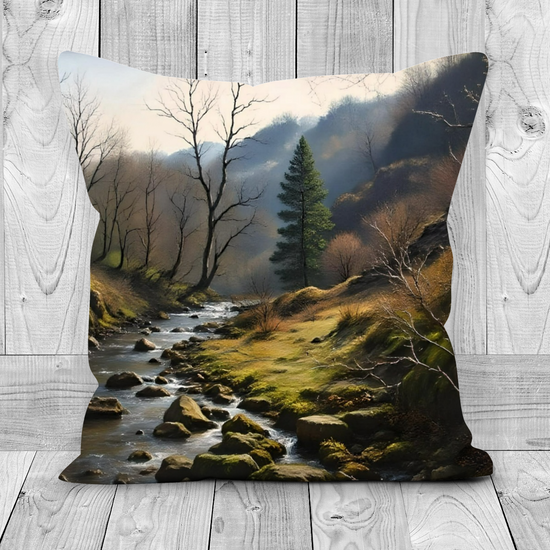 Canvas Art. Luxury Handmade Double Sided Poly Linen Cushions. Ingleton Waterfall Trail. Yorkshire Dales National Park. England.
