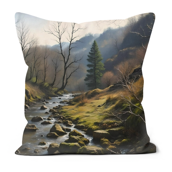 Canvas Art. Luxury Handmade Double Sided Poly Linen Cushions. Ingleton Waterfall Trail. Yorkshire Dales National Park. England.