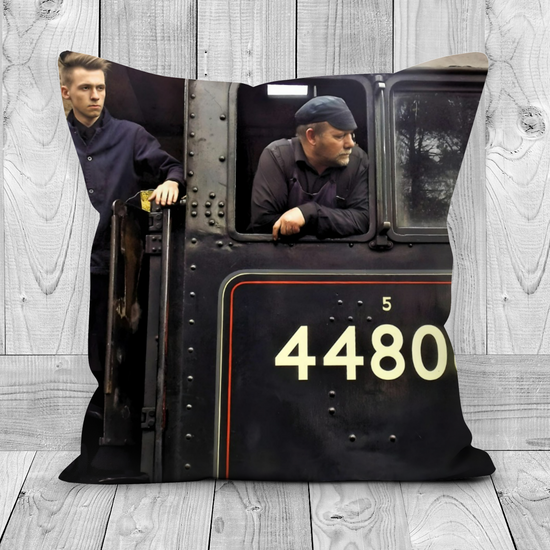 Canvas Art. Luxury Handmade Double Sided Poly Linen Cushions.  Goathland Train Station. Near Whitby. North Yorkshire. England.