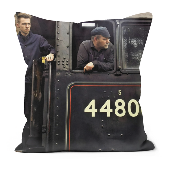 Canvas Art. Luxury Handmade Double Sided Poly Linen Cushions.  Goathland Train Station. Near Whitby. North Yorkshire. England.