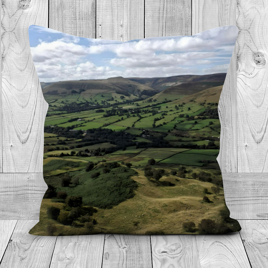 Canvas Art. Luxury Handmade Double Sided Poly Linen Cushions. Mam Tor. Peak District National Park. England.