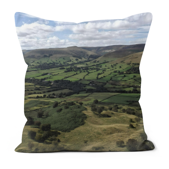 Canvas Art. Luxury Handmade Double Sided Poly Linen Cushions. Mam Tor. Peak District National Park. England.