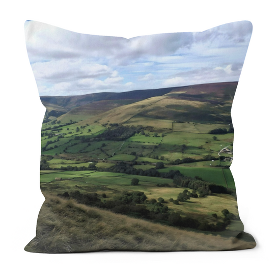 Canvas Art. Luxury Handmade Double Sided Poly Linen Cushions. Mam Tor. Peak District National Park. England.