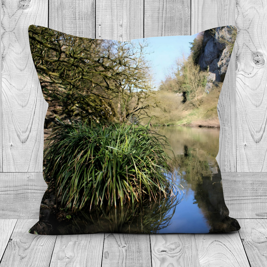 Canvas Art. Luxury Handmade Double Sided Poly Linen Cushions. Chee Dale Nature Reserve. Peak District  National Park. England.