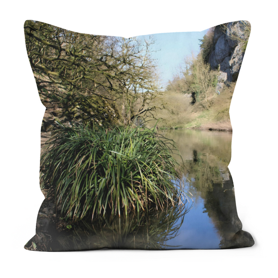 Canvas Art. Luxury Handmade Double Sided Poly Linen Cushions. Chee Dale Nature Reserve. Peak District  National Park. England.